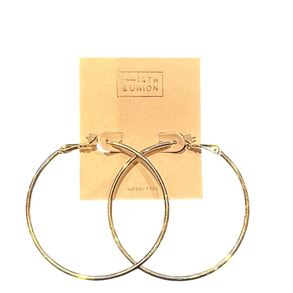 14th‎ & Union Shiny Gold Hoop Earrings NWT